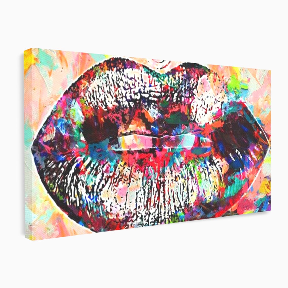 Tablou canvas cu tablou canvas cu buze pop art, fara rama, pe sasiu de lemn